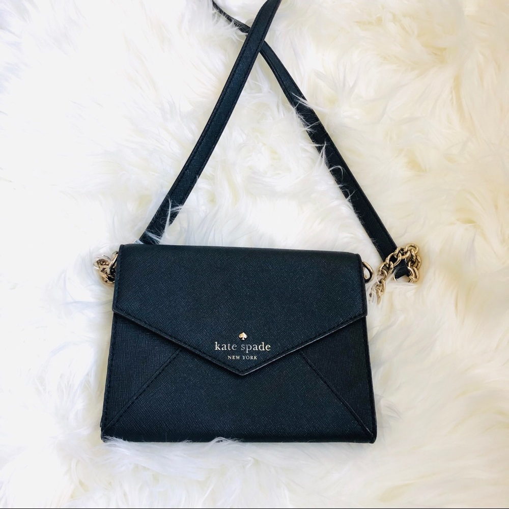 Kate Spade Black Saffiano Envelope Crossbody WOC